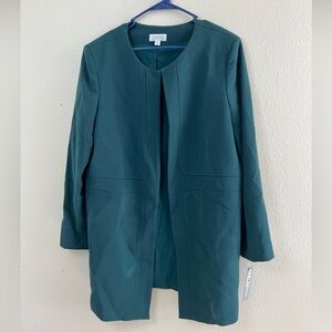 Tahari Arthur S. Levine Women's Forest Green Long Blazer Hook and Eye Sz 16